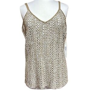 Worth Women's Knit Top Tiger's Eye & Optic White Blouse Size XL - NWT